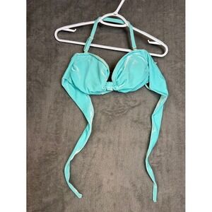 Watercolors‎  Kenny Flowers Aqua Turquoise Shimmer Velvet Underwire Bikini Top L